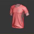 Red Sports Jersey With Black Accents And Logo On Chest Short Sleeve