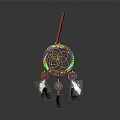 Traditional Handmade Dreamcatcher With Circular Web Brown Rope Frame And Feather Tassels