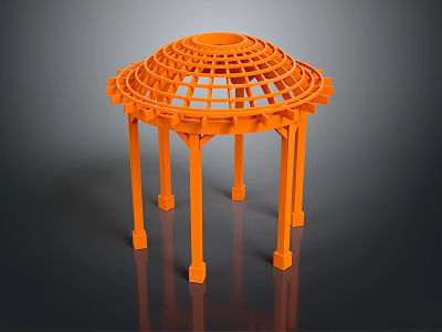 Orange Gazebo Structure 3D Model With Lattice Top And Supporting Pillars 3d model