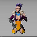 Cyberpunk Style Female Character With Purple Hair And Mechanical Arm