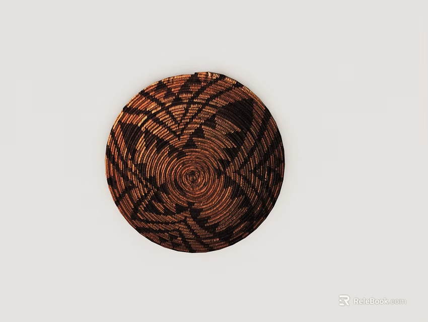Round Carpet with Brown and Black Geometric Pattern Modern Decorative Design for Living Room 3d model 