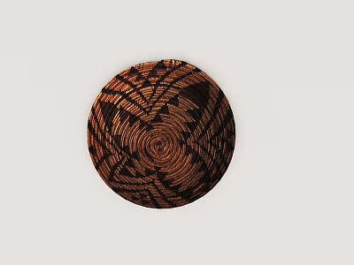 Round Carpet with Brown and Black Geometric Pattern Modern Decorative Design for Living Room 3d model