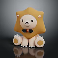 Cute Plush Lion Stuffed Toy With Yellow Mane Black Bow Tie And Round Paws