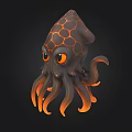 Cartoon Octopus 3D Model With Glowing Tentacles And Big Eyes 3d model