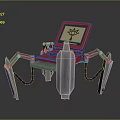 Mechanical Spider Shaped Device Featuring Red Console Transparent Container And Screen Symbol 3d model