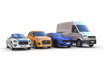 Variety Of Cars Showcased In White Background 3d model