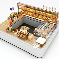 Light Luxury Container Bread Cake Combination Display Cabinet 3d model