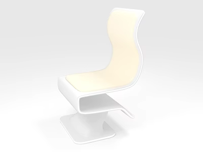 Modern White Single Chair With Curved Backrest And Sleek Base Design 3d model