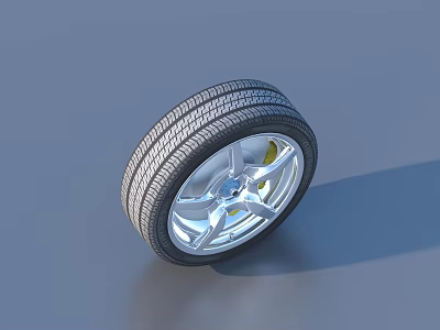 Practical Household Tire With Rubber Tread And Silver Wheel Rim For Daily Use 3d model