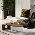 Modern Living Room Sofa And Coffee Table Set With Green Cushions Black Throw And Plant