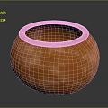 Orange Handcrafted Clay Pot With Textured Smooth Surface And Glossy Reflection 3d model