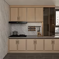 Modern Kitchen With Light Wood Cabinets Marble Countertop Sink And Oven