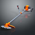 Orange And Black Lawn Mower With Long Shaft Blade Handle And Engine