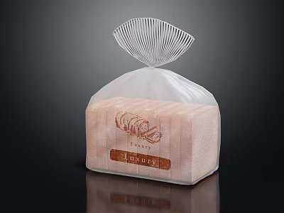 Transparent Bread Bag With Fresh Loaf And Bakery Label Design 3d model