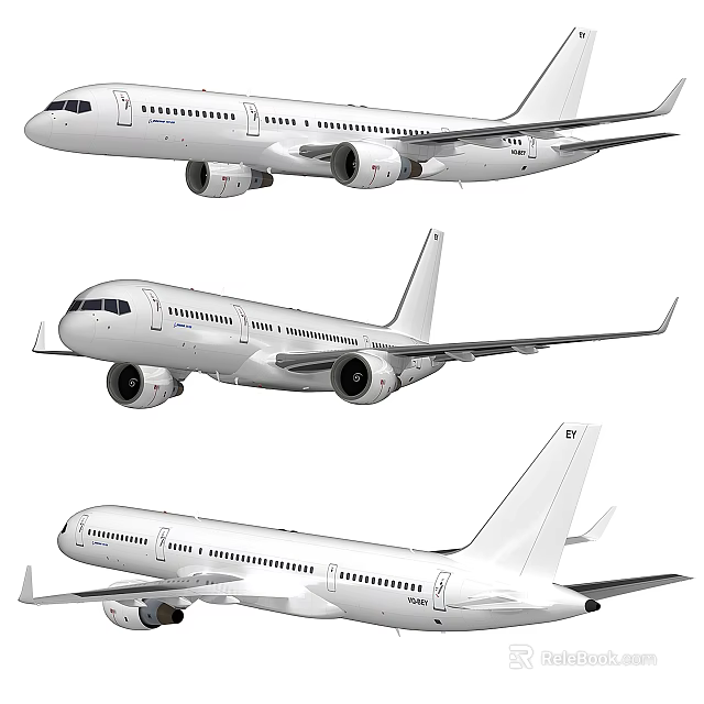 Modern White Commercial Passenger Airplane Exterior With Wings And Engines From Multiple Angles 3d model 