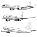 Modern White Commercial Passenger Airplane Exterior With Wings And Engines From Multiple Angles