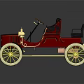 Vintage Red Classic Car with Yellow Wheels and Black Seats