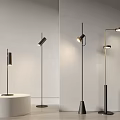 Modern Minimalist Floor Lamp With Black Metal Frame Cone Round Base And Adjustable Head Design