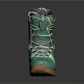 Green Snowboard Boots With White Laces Orange Sole And Soft Inner Lining Design