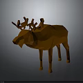 Orange Low Poly Reindeer Model In 3D Render With Gray Studio Background