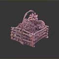 Handwoven Twig Basket With Square Shape Holding Edible Pinecones As Natural Food