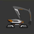 Futuristic Utility Vehicle With Mechanical Arm And All Terrain Chassis Silver Orange Exterior And Functional Design