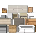 Different Wooden and Colored Bedside Tables with Drawers and Open Shelves for Modern Bedroom