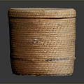 Animal Themed Handwoven Basket With Brown Wicker Texture On Gray Background