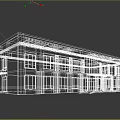 Modern Office Building Exterior With Large Glass Windows White Dark Facade And Sunshade Grille