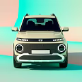 Hyundai Modern Cream Compact SUV with Roof Rack and LED Headlights