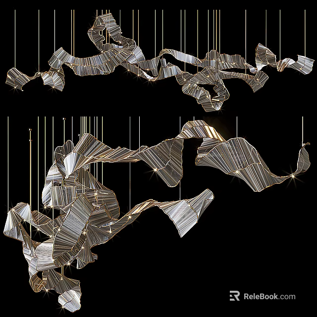 Modern Artistic Chandelier with Metal Irregular Shape and Elegant Hanging Design 3d model 