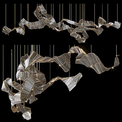 Modern Artistic Chandelier with Metal Irregular Shape and Elegant Hanging Design 3d model