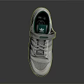White And Green Athletic Shoes With Three Stripes Velcro Strap And Perforated Upper