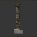 Intricately Carved Stone Column With Classical Design And Square Base