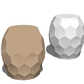 Two Modern Geometric Polygonal Stools With Gold And Silver Metallic Finish 3d model