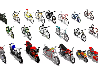 Modern Bicycle Bike Motorcycle Combination 3d model