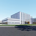 Modern Industrial Factory Building With Glass Curtain Walls And Metal Structure Design