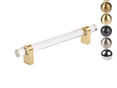 Transparent Glass Door Handle With Gold Base And Various Colored Sphere Options 3d model