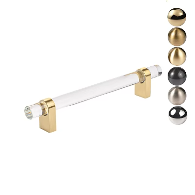 Transparent Glass Door Handle With Gold Base And Various Colored Sphere Options 3d model