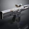Futuristic Tactical Weapon With White And Black Design Scope And Modular Components 3d model