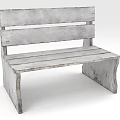 Rustic White Wooden Bench With Slatted Seat And Backrest Design