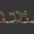 Miniature Desert Landscape Model With Various Stones Green Plants And Colorful Decorations