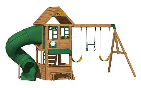 Modern slide wooden slide swing children's play facilities 3d model