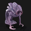 Purple Alien Creature 3D Model with Tentacles Twisted Body and Clawed Limbs