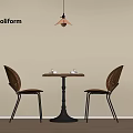 Modern Minimalist Leisure Chairs With Woven Design Metal Frame Wooden Table And Pendant Light