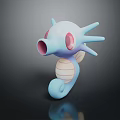 Light Blue Game Movie Character Horsea With Red Eyes Tentacles And Striped Belly