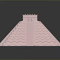Pink Pyramid with Stepped Layers and Temple Top Structure in Detailed Architectural Design