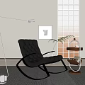 Modern Lounge Rocking Chair Side Tables 3d model
