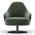 Dark Blue Velvet Single Sofa With Black Armrest And Metal Pole Base