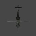 Detailed Military Helicopter With Rotors Cockpit Landing Gear And Fuselage